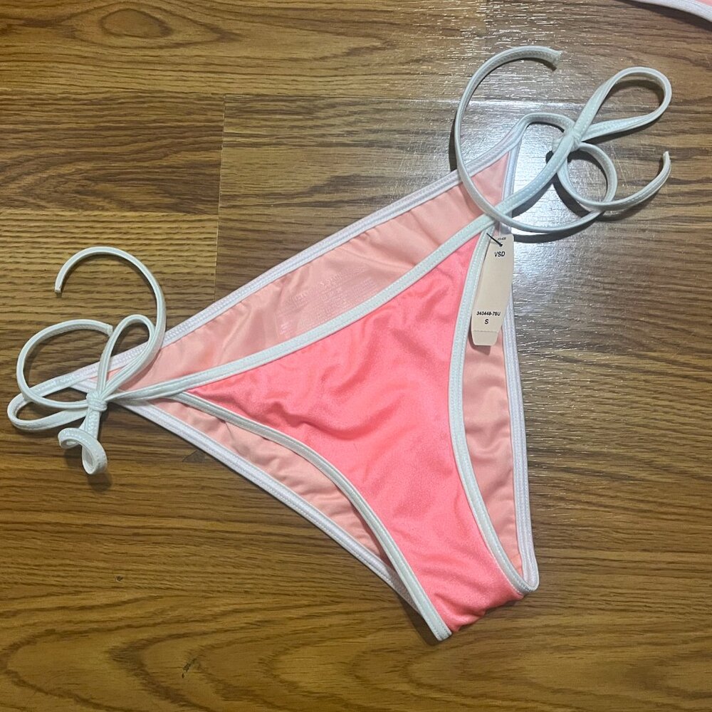 Victoria's Secret Bikini Bikini Bottom Coral Contrast Trim S NWT